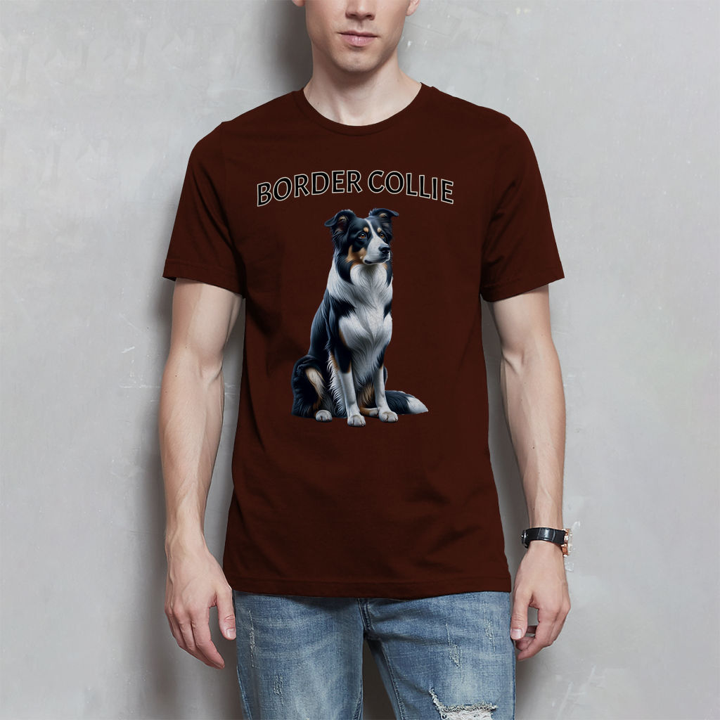 Herren T-Shirt Border Collie sitzend