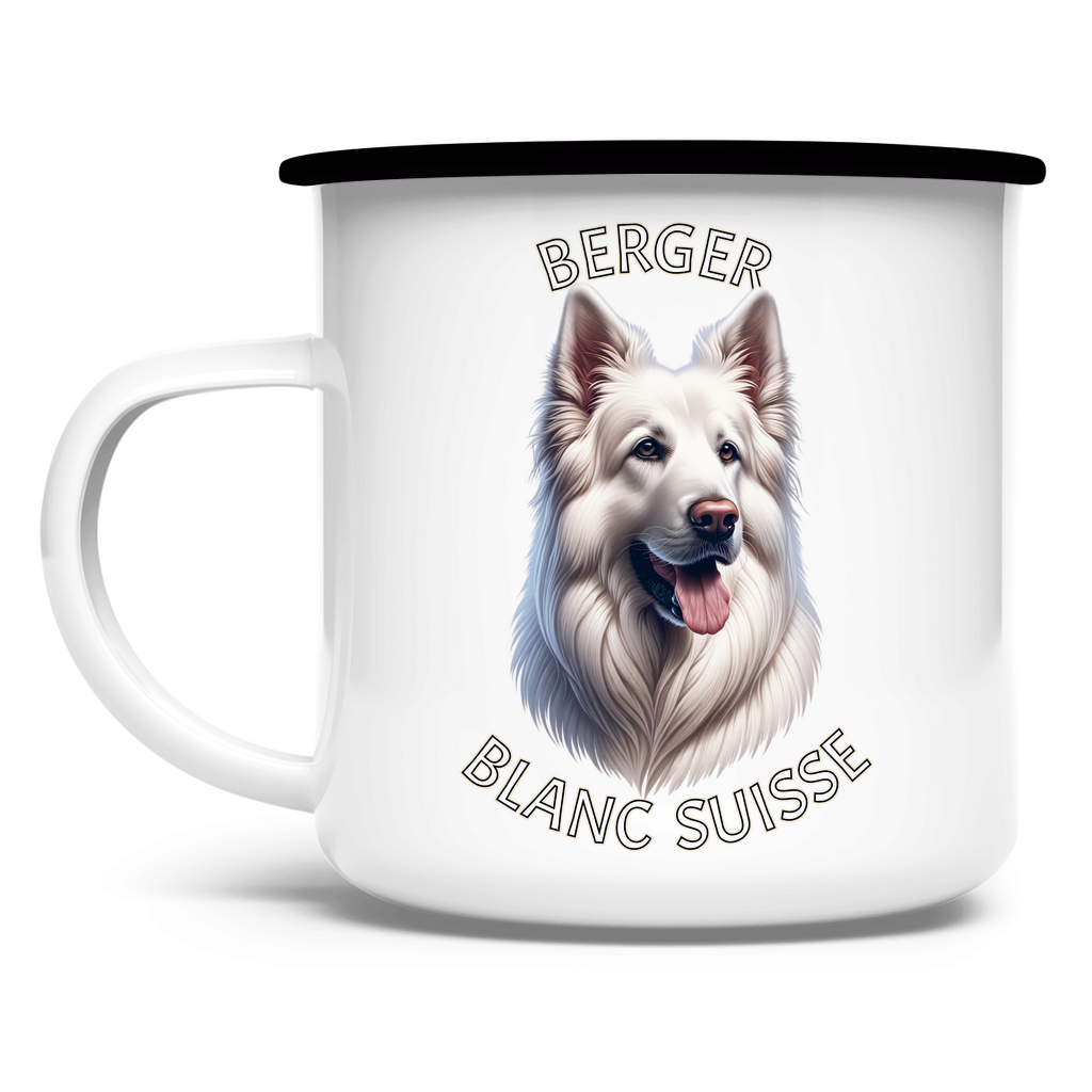 Emaille Tasse Weißer Schäferhund
