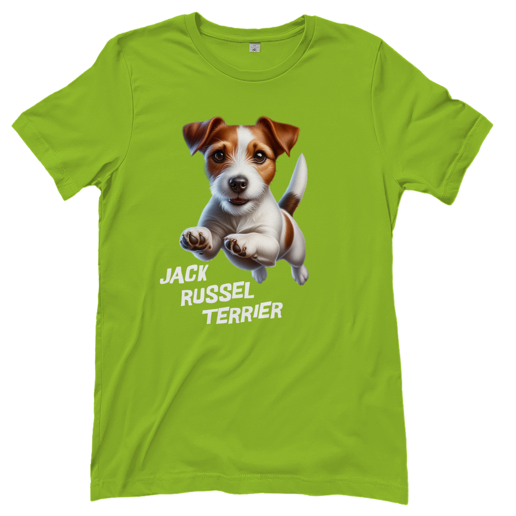 Damen T-Shirt Springender Jack Russel Terrier
