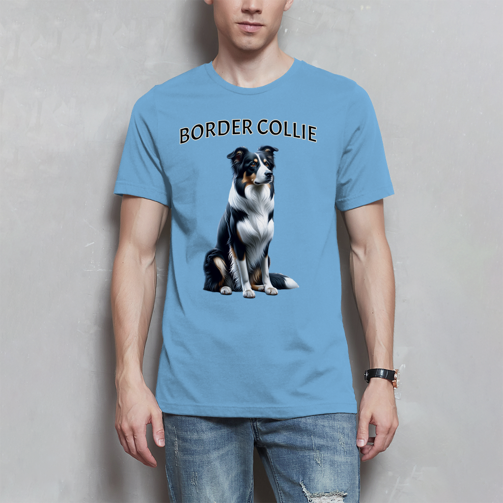 Herren T-Shirt Border Collie sitzend