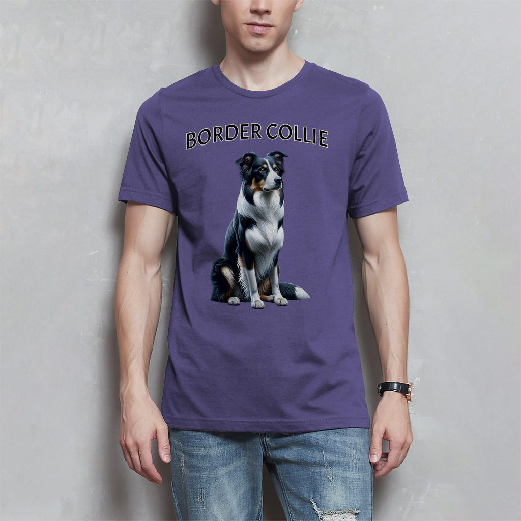 Herren T-Shirt Border Collie sitzend