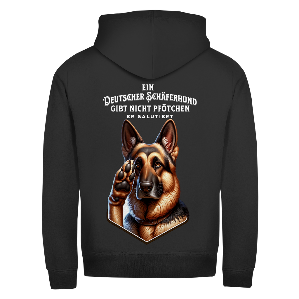 Herren Kapuzenjacke mit Reißverschluss – Deutscher Schäferhund Salutiert