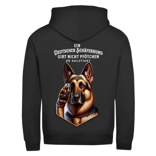 Herren Kapuzenjacke mit Reißverschluss – Deutscher Schäferhund Salutiert