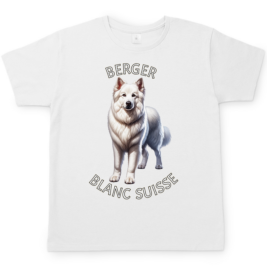 Herren T-Shirt Berger Blanc Suisse, Weißer Schäferhund