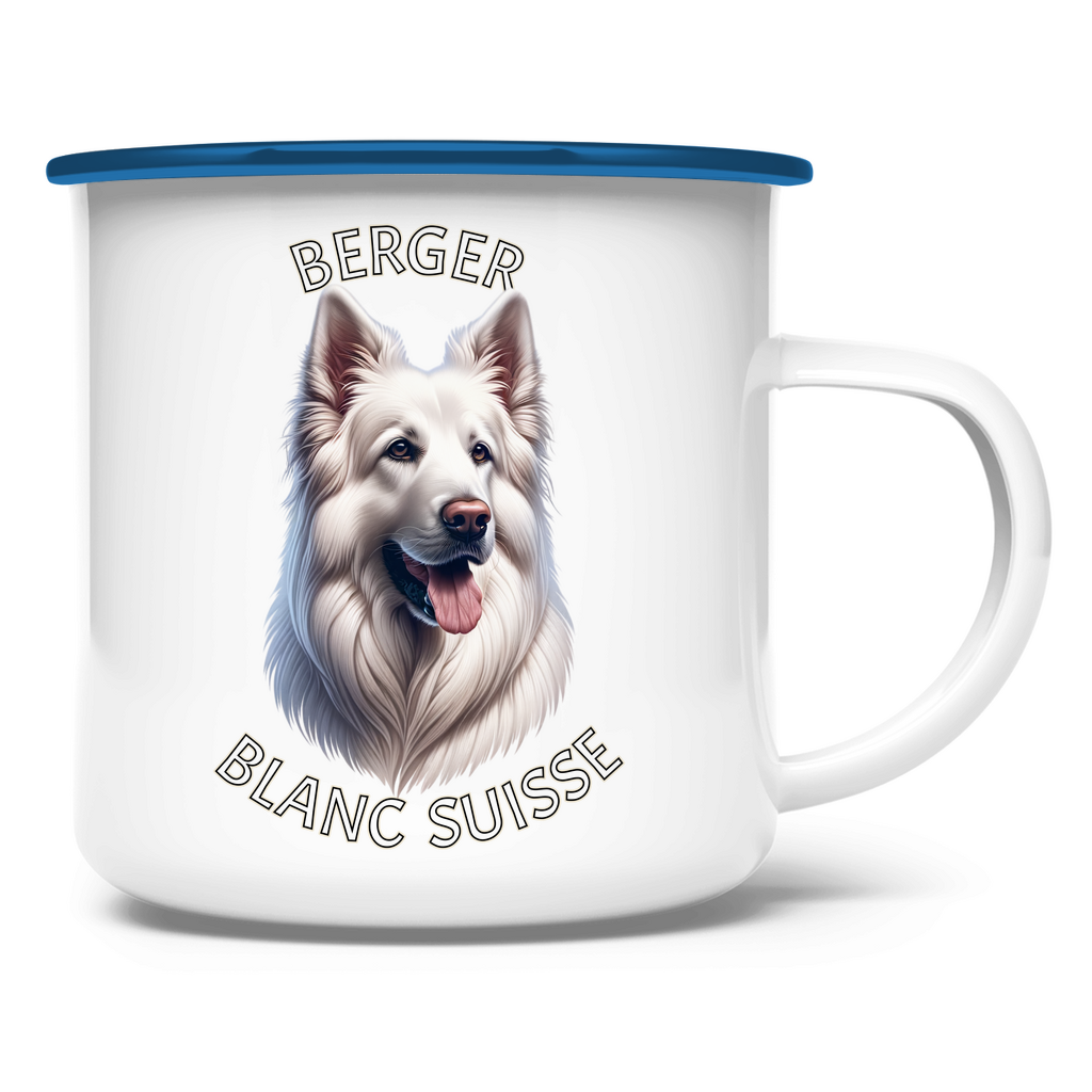 Emaille Tasse Weißer Schäferhund