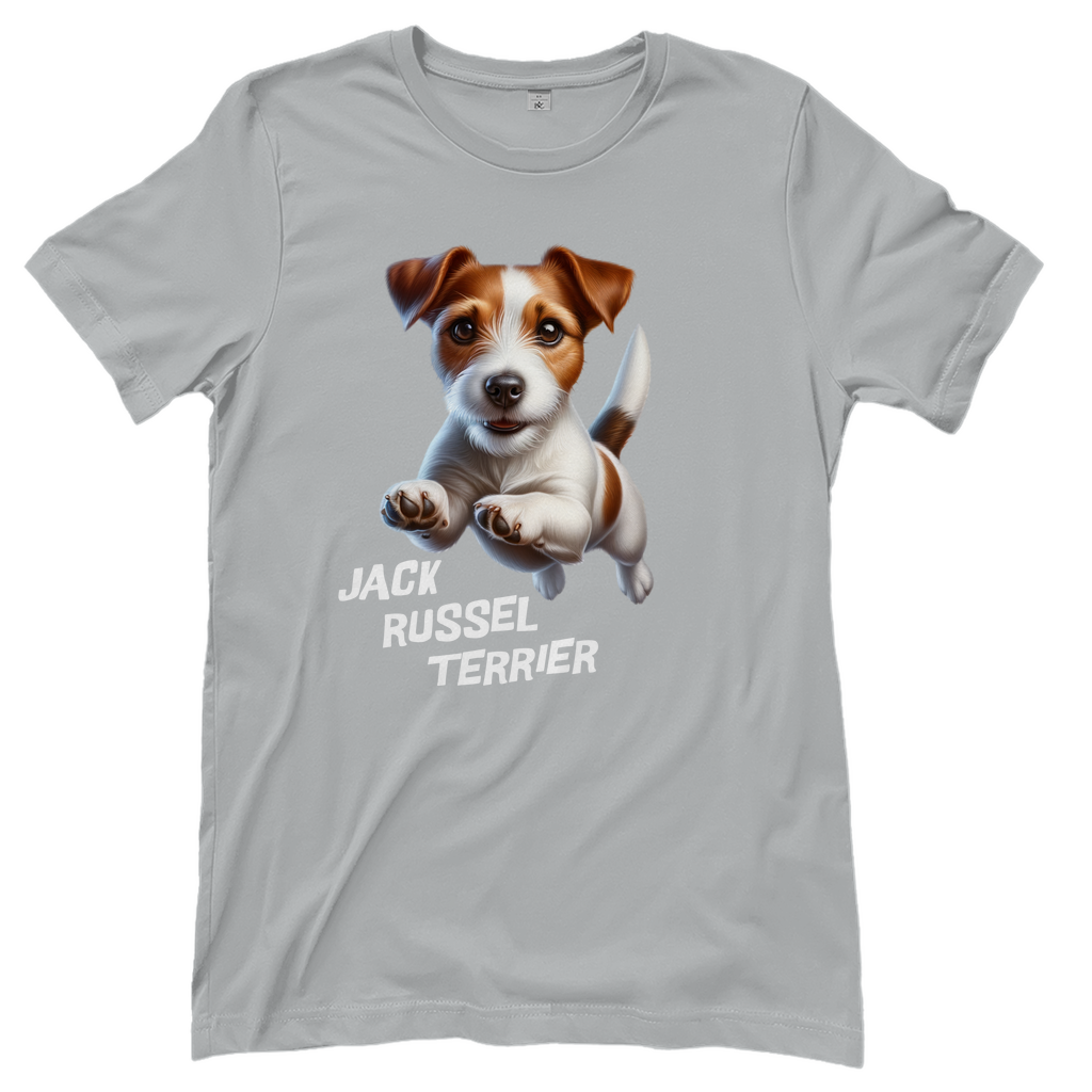 Damen T-Shirt Springender Jack Russel Terrier
