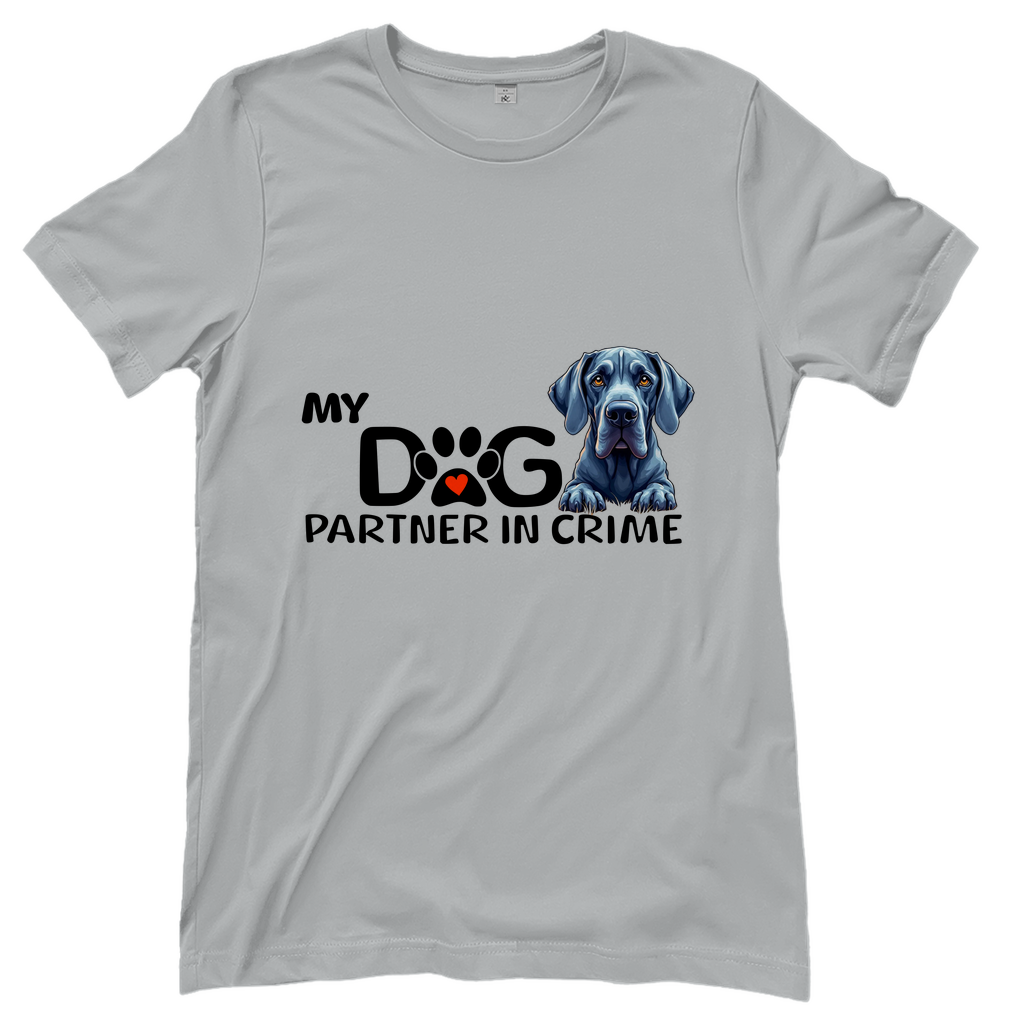 Damen T-Shirt "My Dog – My Partner in Crime" – Weimaraner Edition 🐾