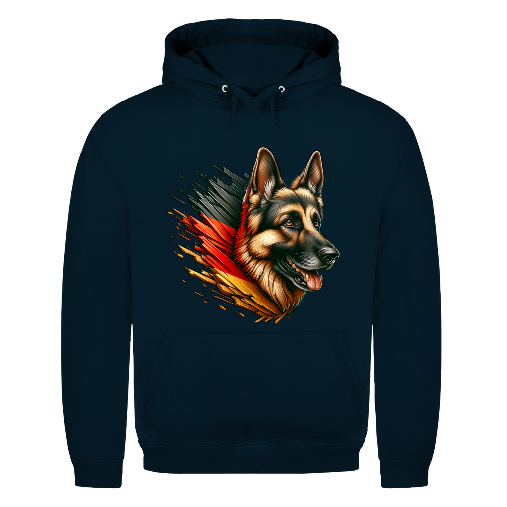 Herren Hoodie Deutscher Schäferhund mit Schwarz-Rot-Gold Flagge