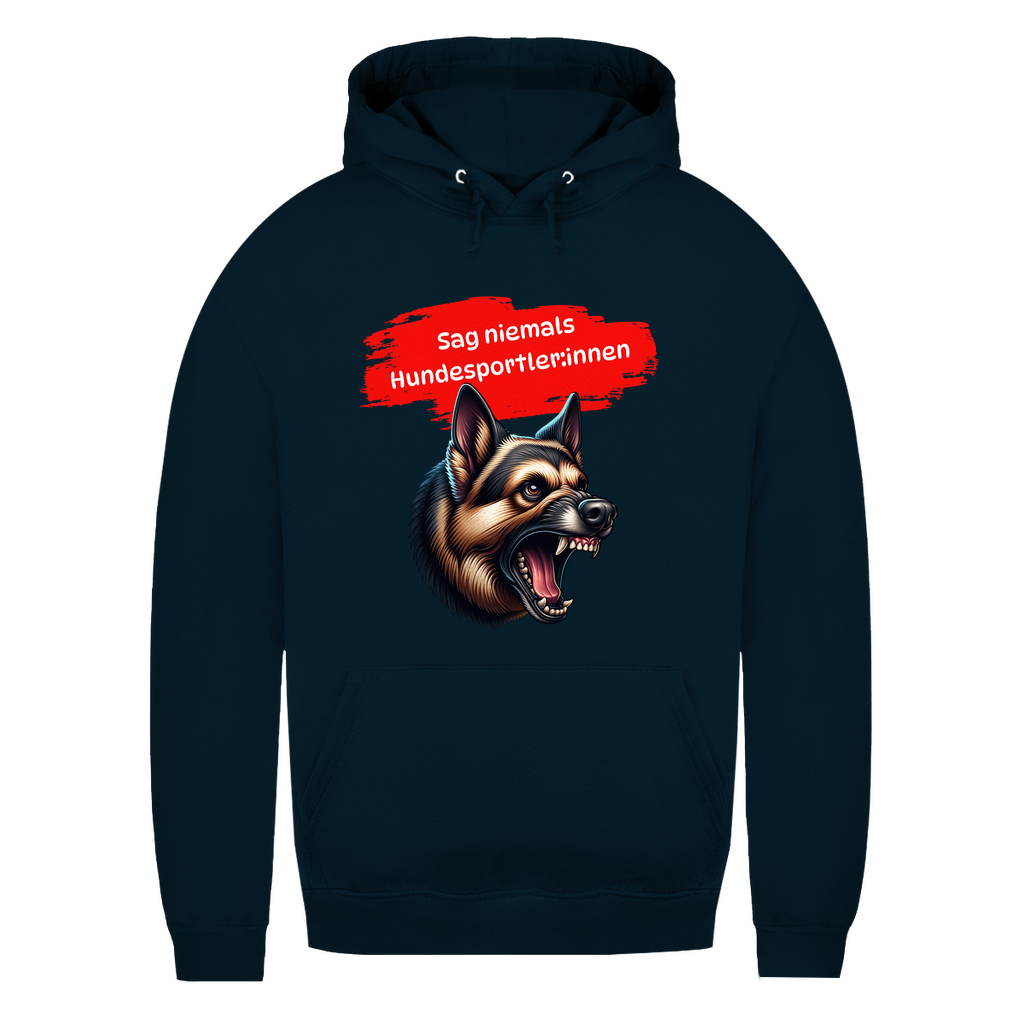 Damen Hoodie – Sag niemals Hundesportler:innen! Mit Deutschem Schäferhund