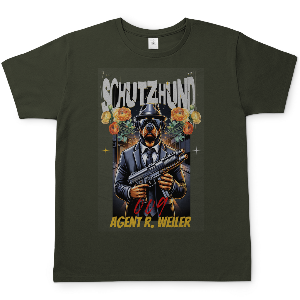 Hundefan-T-Shirt Agent Weiler – Schutzhund mit Stil
