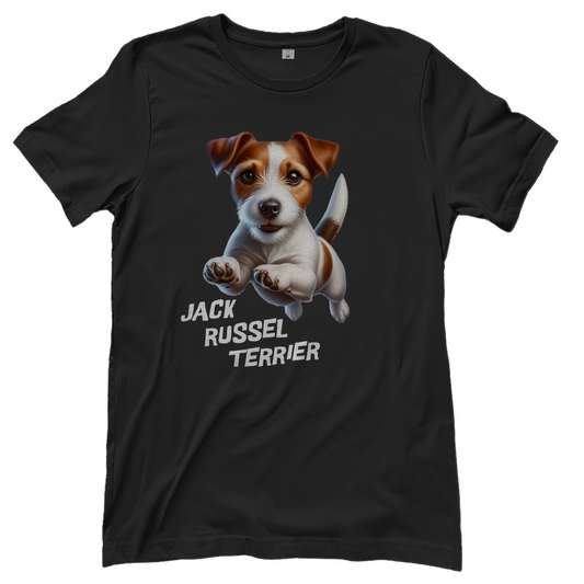 Damen T-Shirt Springender Jack Russel Terrier