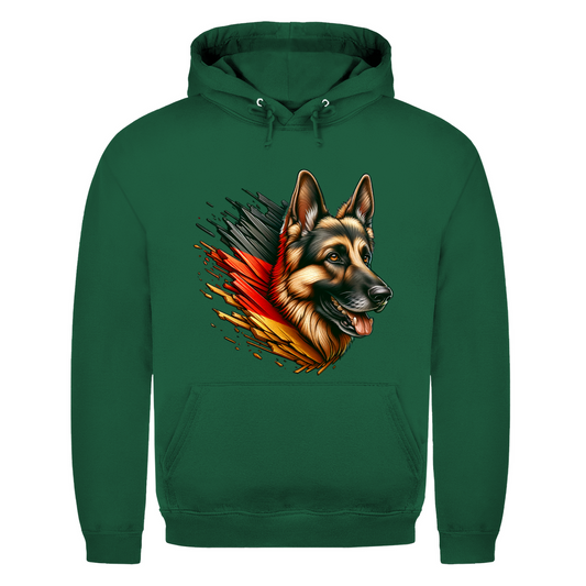 Herren Hoodie Deutscher Schäferhund mit Schwarz-Rot-Gold Flagge