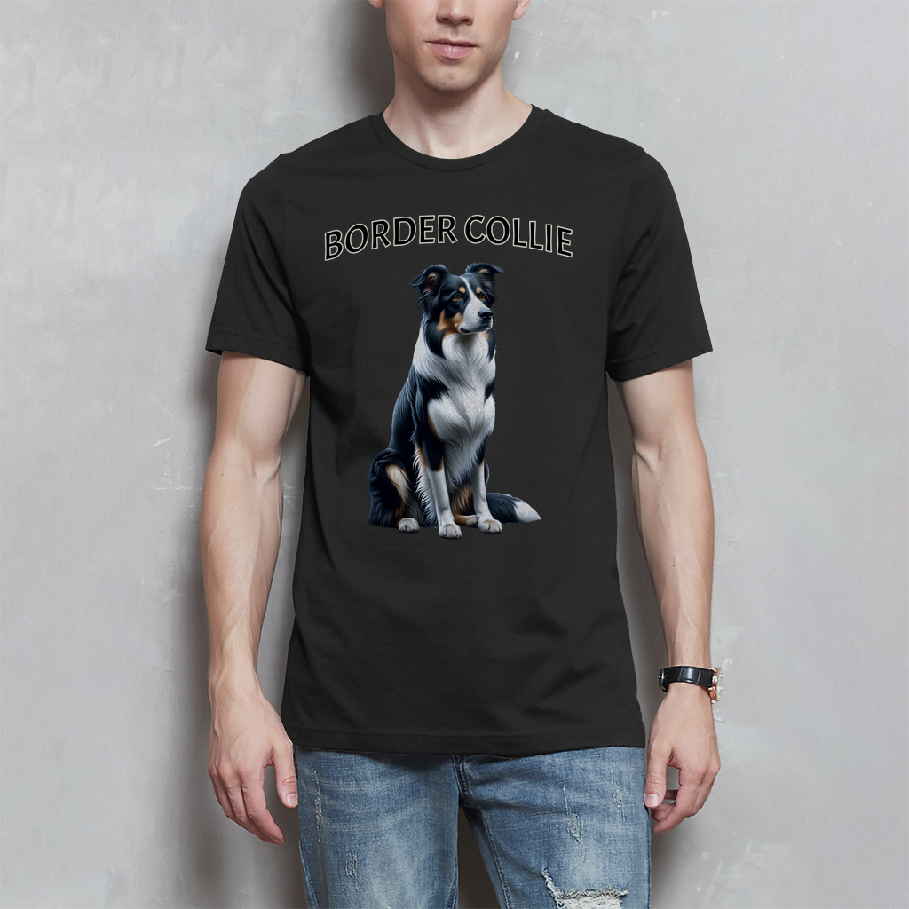 Herren T-Shirt Border Collie sitzend