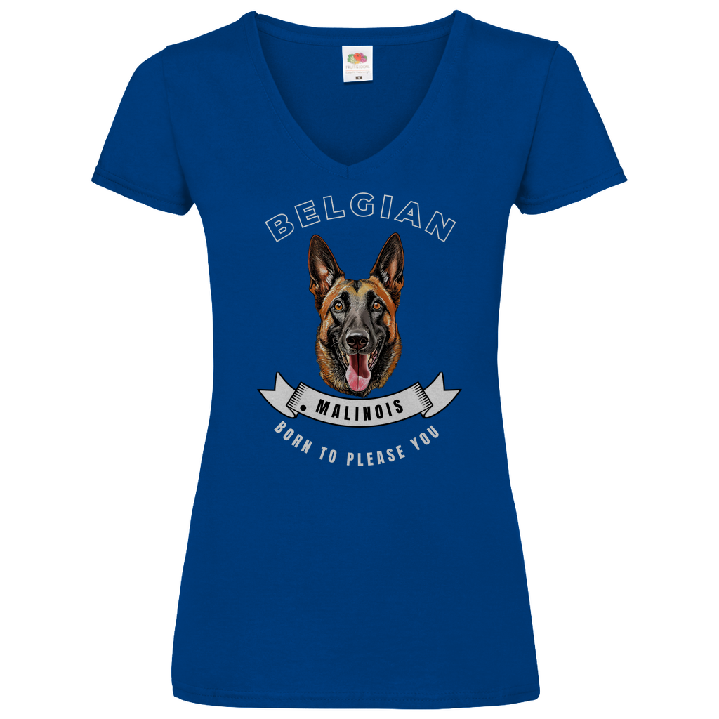T-Shirt Malinois Born to please you Damen Basic V-Neck