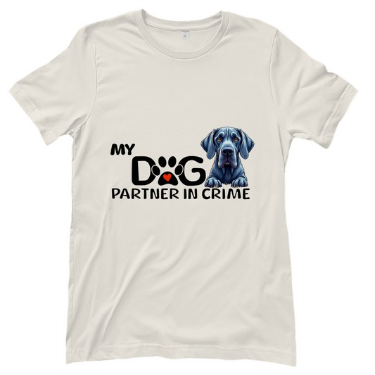 Damen T-Shirt "My Dog – My Partner in Crime" – Weimaraner Edition 🐾