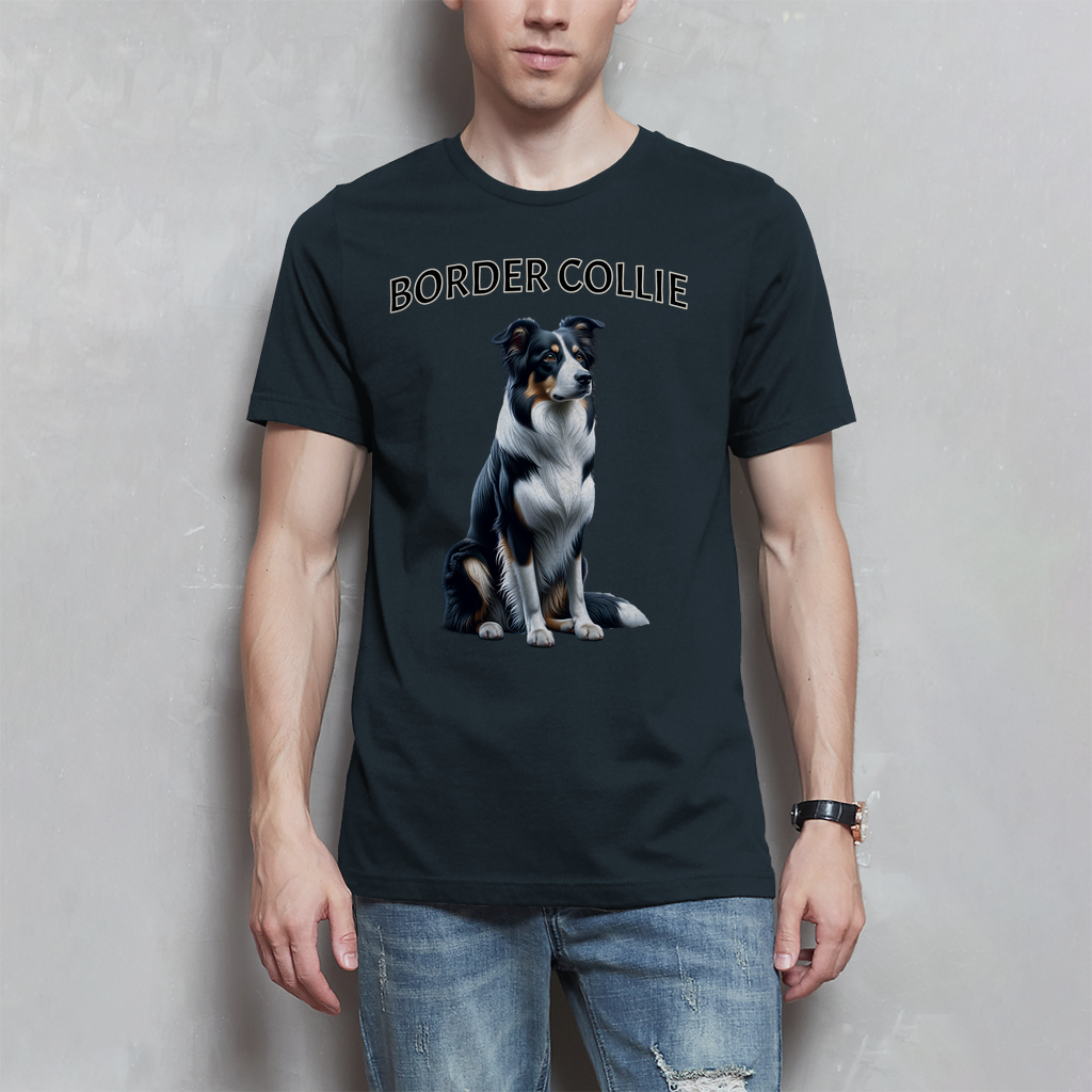 Herren T-Shirt Border Collie sitzend