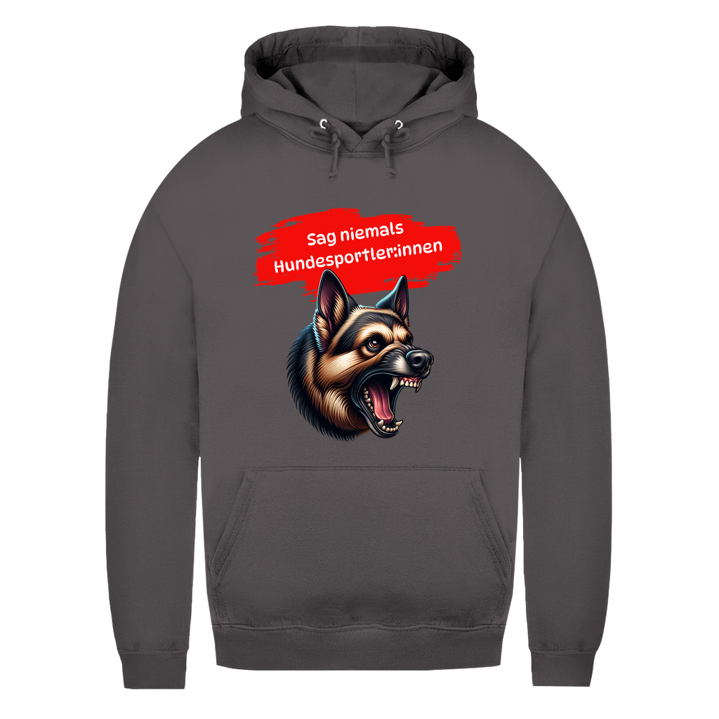 Damen Hoodie – Sag niemals Hundesportler:innen! Mit Deutschem Schäferhund