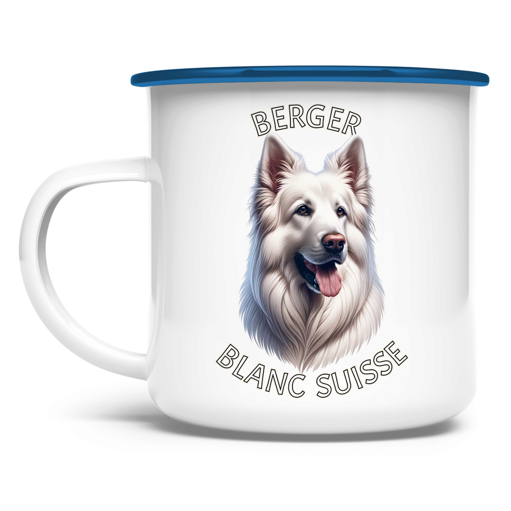 Emaille Tasse Weißer Schäferhund