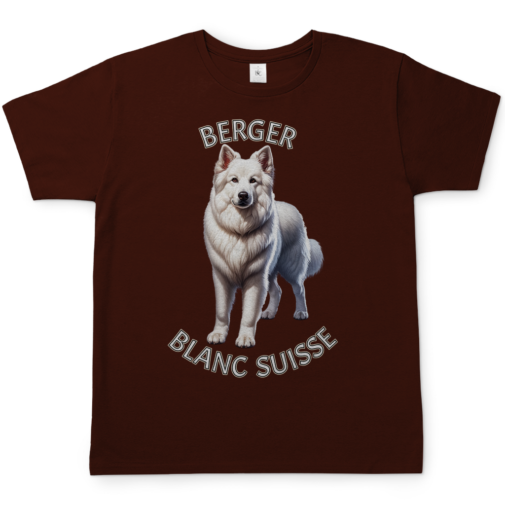 Herren T-Shirt Berger Blanc Suisse, Weißer Schäferhund