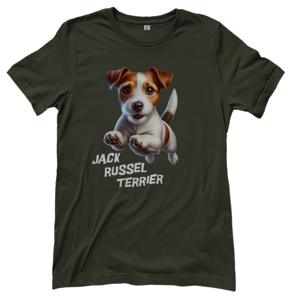 Damen T-Shirt Springender Jack Russel Terrier