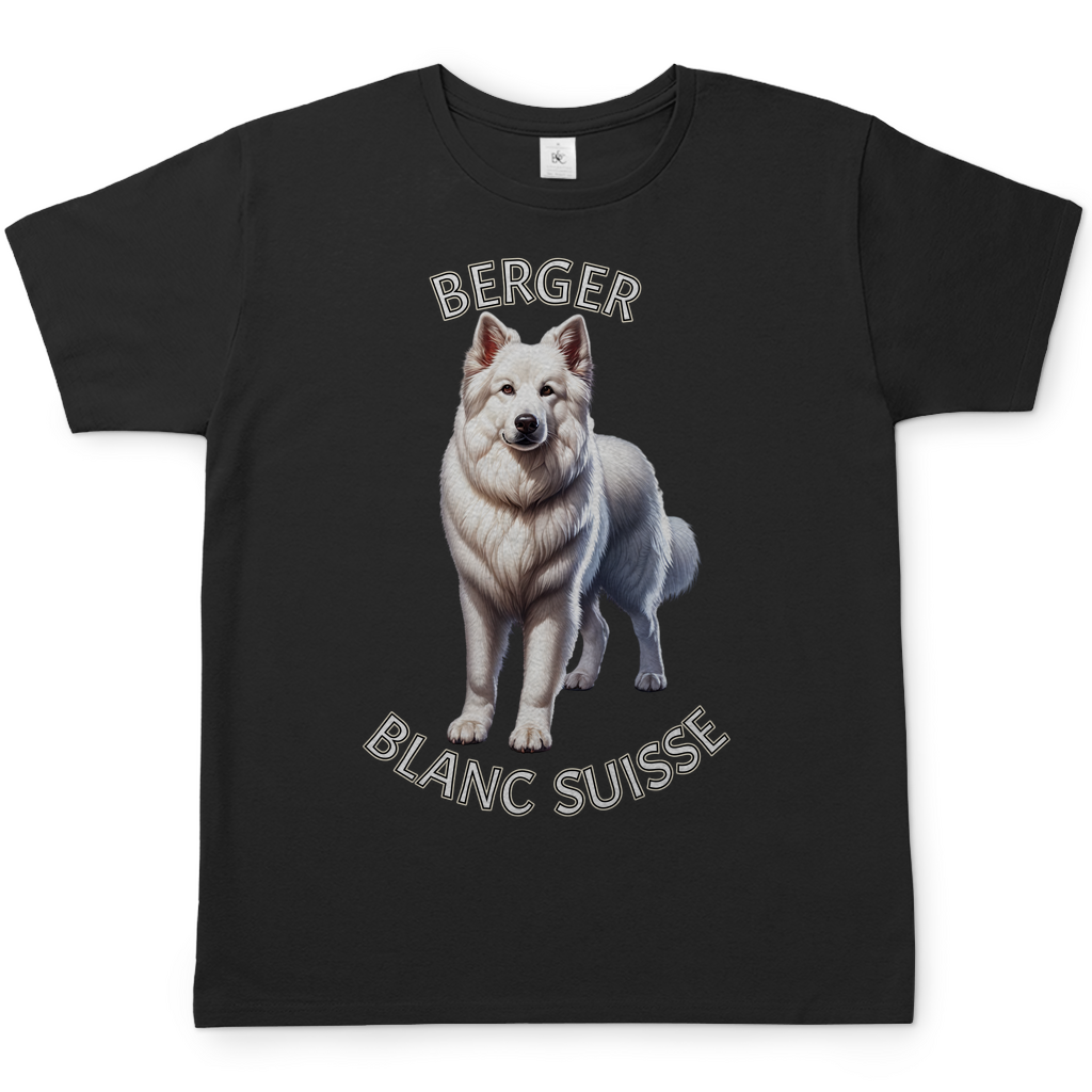 Herren T-Shirt Berger Blanc Suisse, Weißer Schäferhund