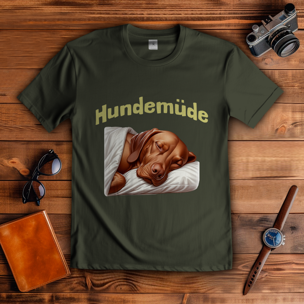 Herren T-Shirt Hundemüde mit Magyar Viszla