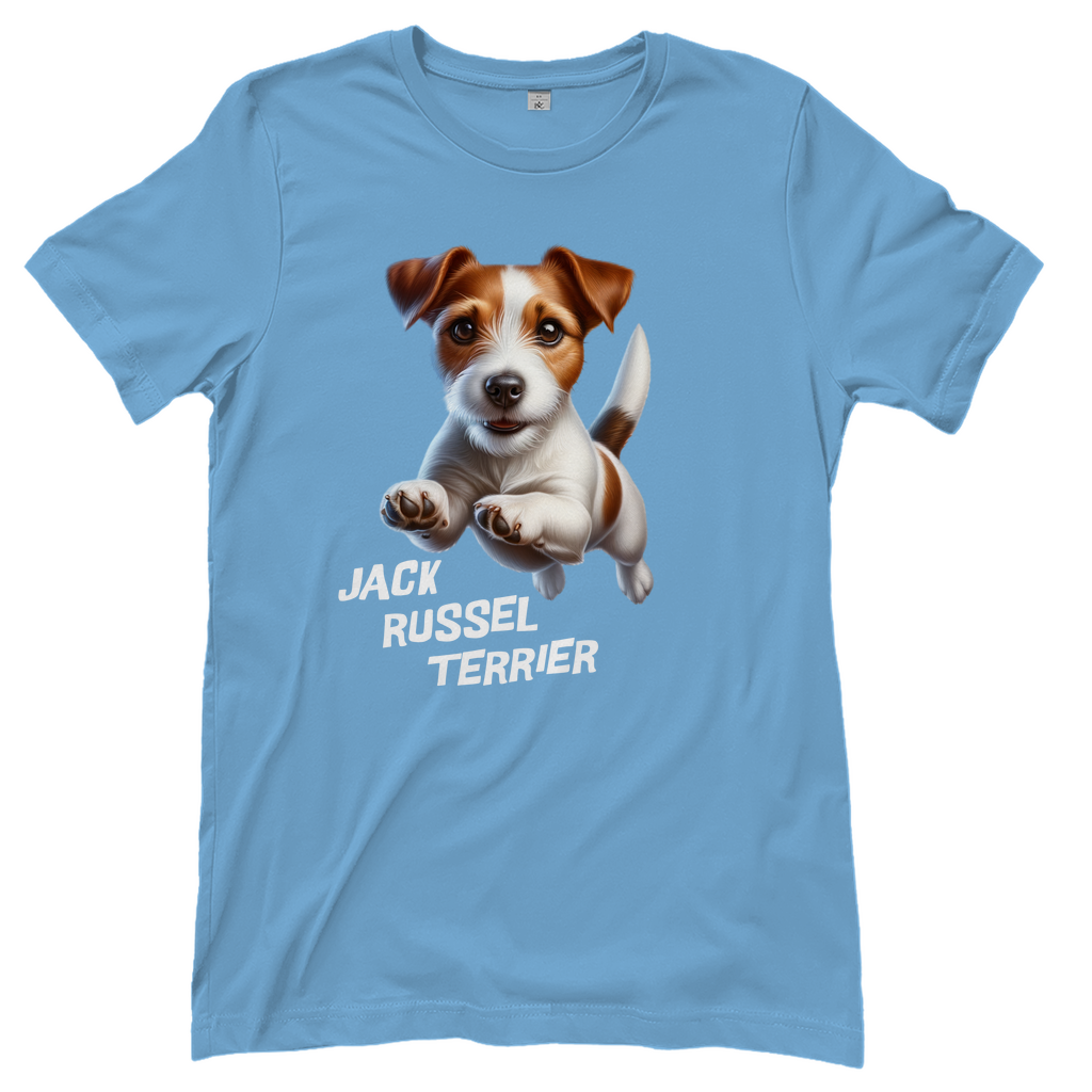Damen T-Shirt Springender Jack Russel Terrier