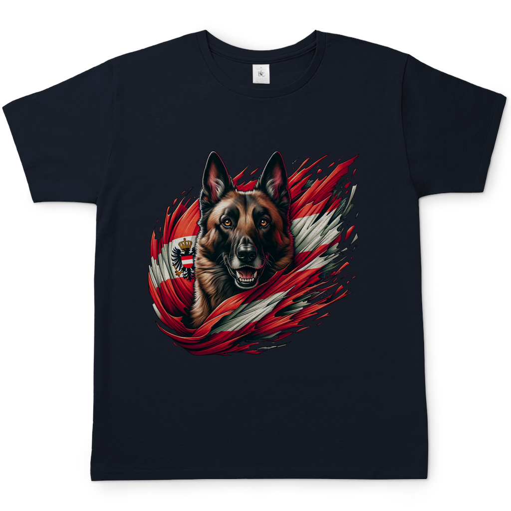 Herren T-Shirt Malinois mit Flagge Österreich