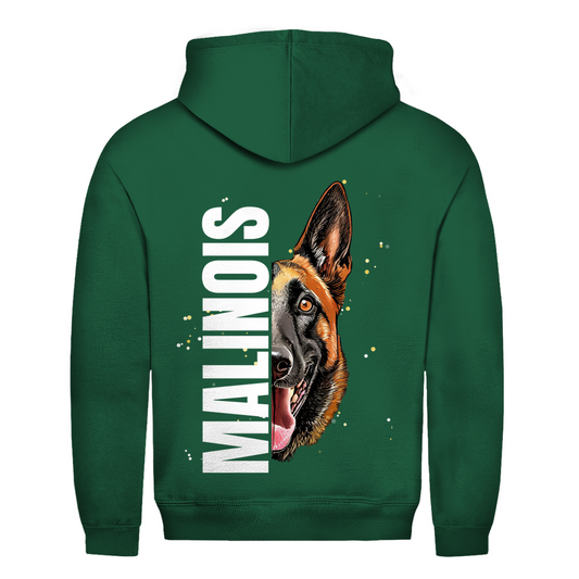 Hoodie Malinois Kopf und Schrift für Herren - Rückendruck