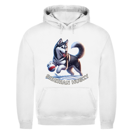 Herren Hoodie Husky spielt im Schnee
