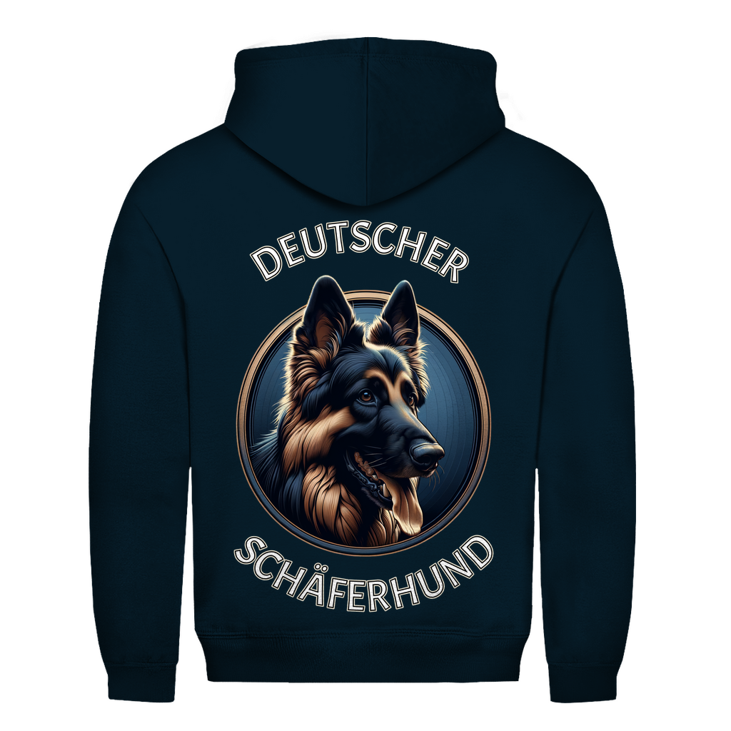 Herren Hoodie Rückendruck Deutscher Schäferhund Schriftzug mit Kopf