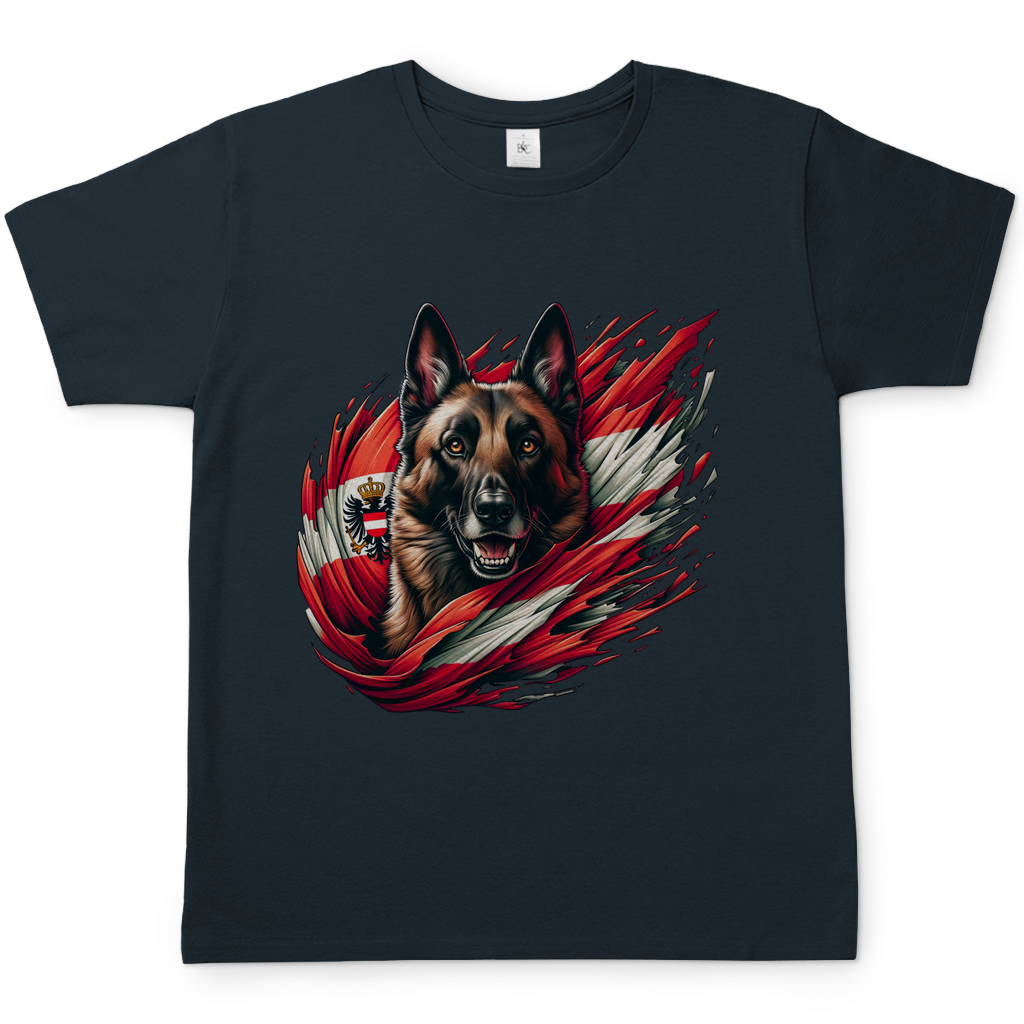 Herren T-Shirt Malinois mit Flagge Österreich