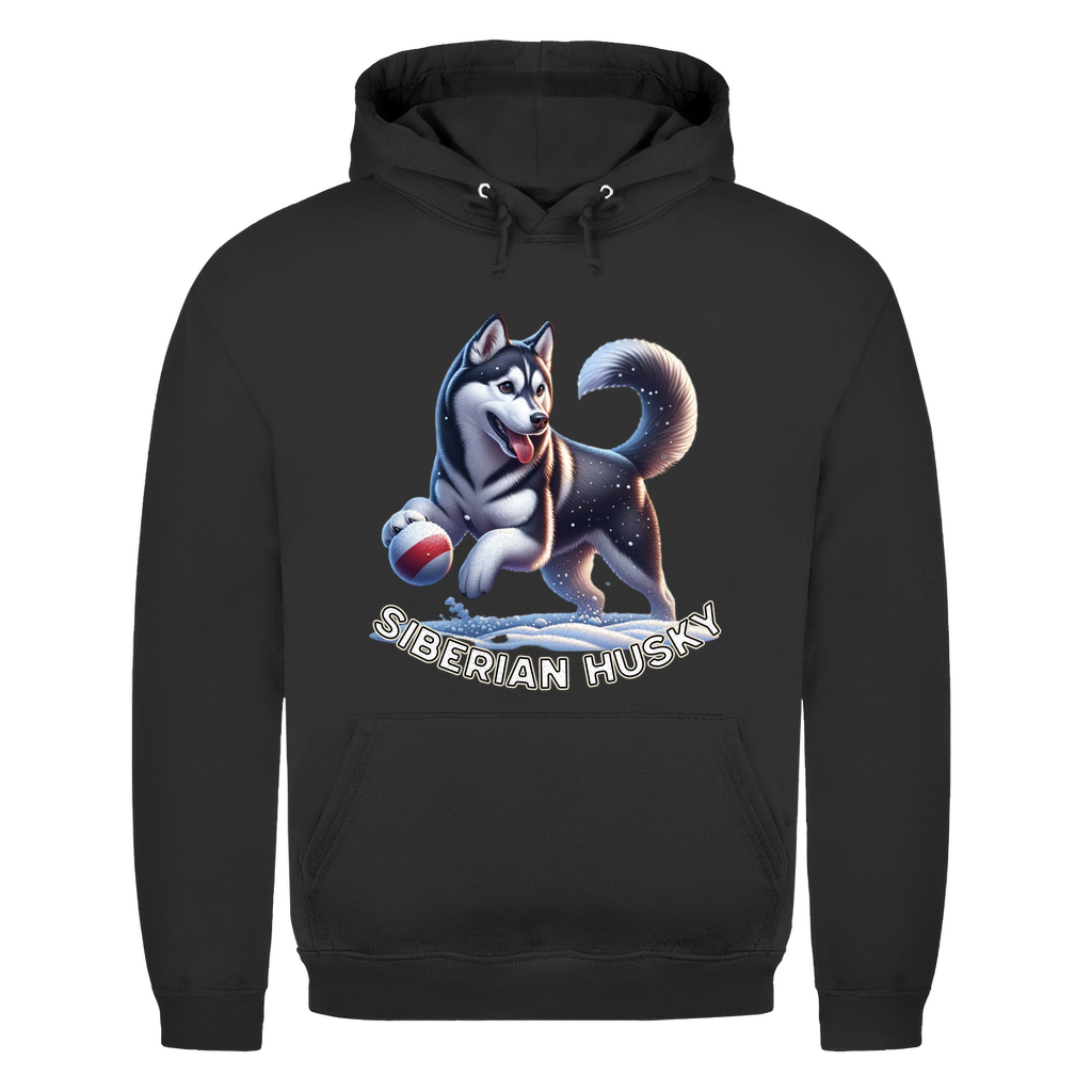 Herren Hoodie Husky spielt im Schnee