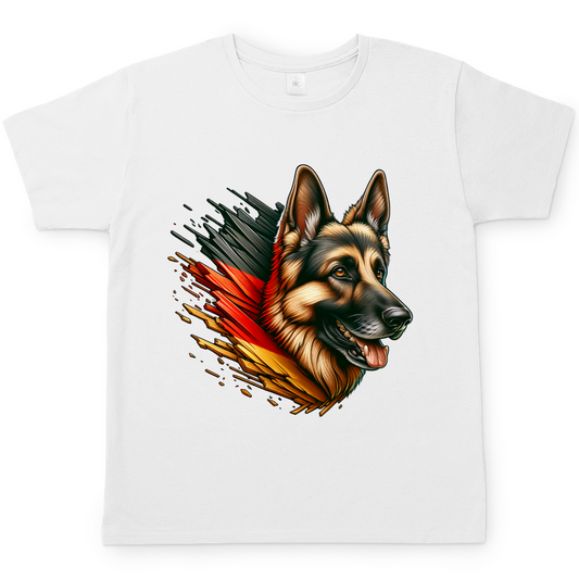 Herren T-Shirt Deutscher Schäferhund mit Deutschland Flagge