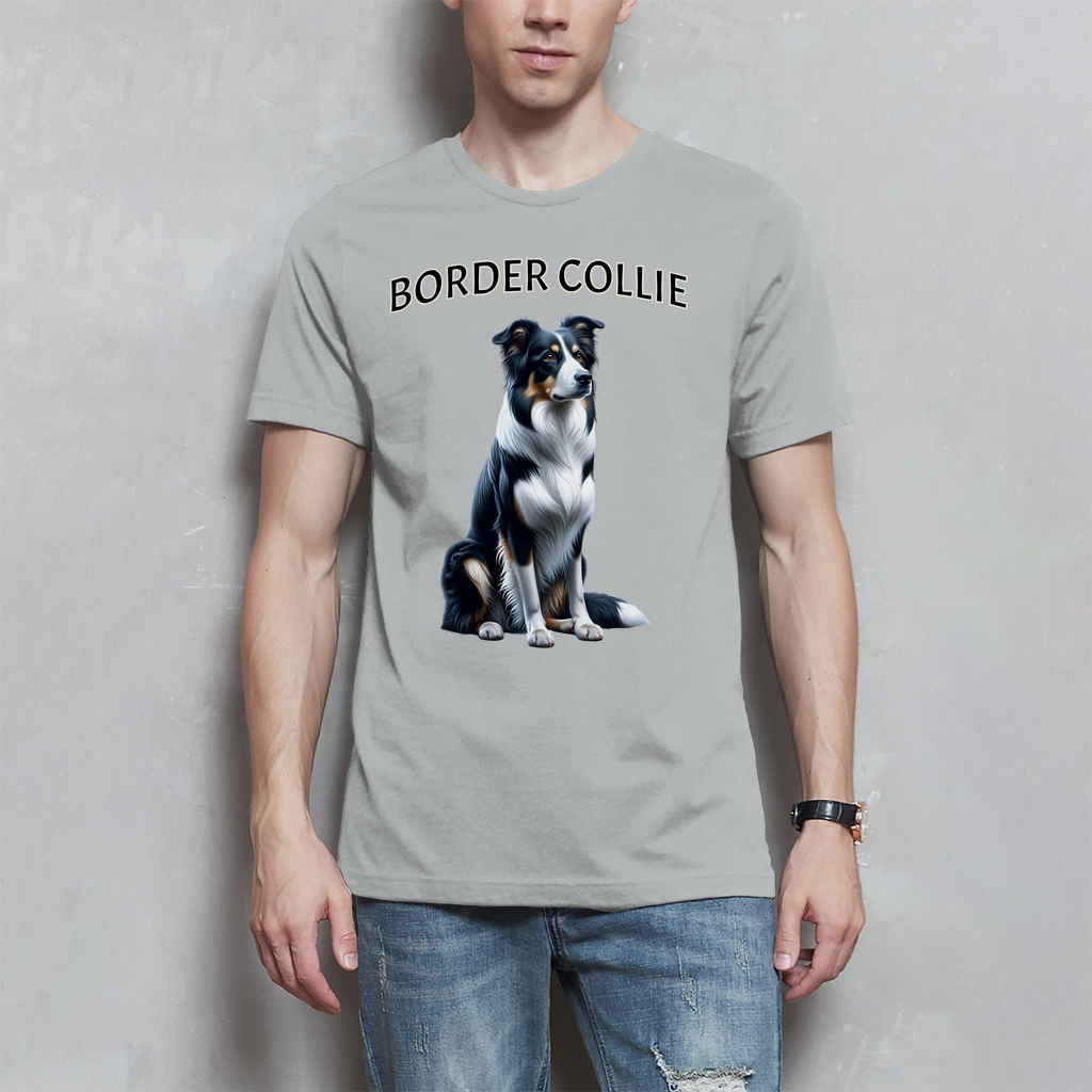 Herren T-Shirt Border Collie sitzend