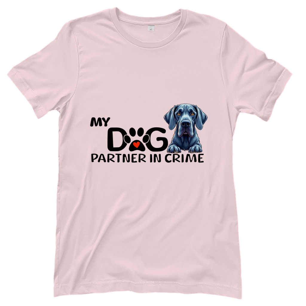 Damen T-Shirt "My Dog – My Partner in Crime" – Weimaraner Edition 🐾