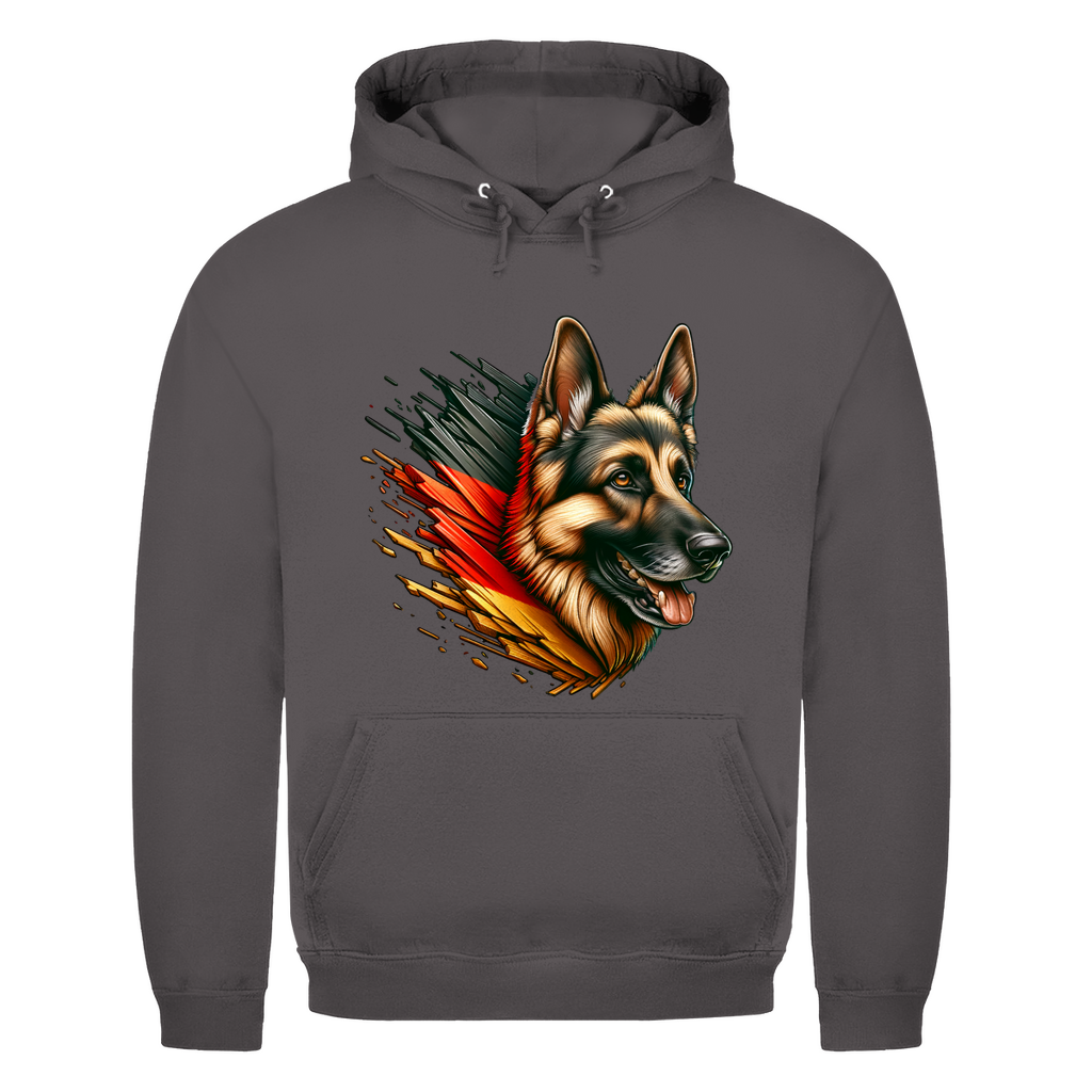 Herren Hoodie Deutscher Schäferhund mit Schwarz-Rot-Gold Flagge