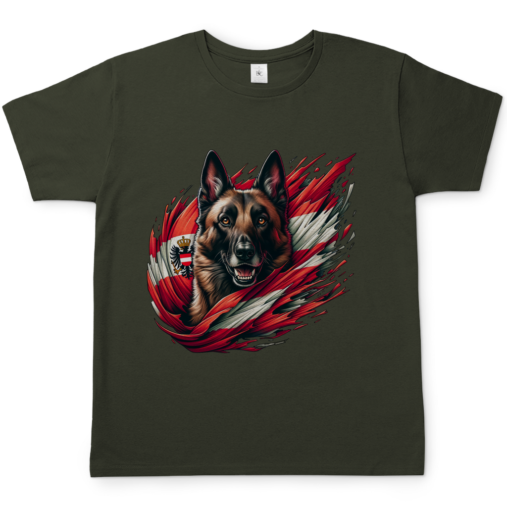Herren T-Shirt Malinois mit Flagge Österreich