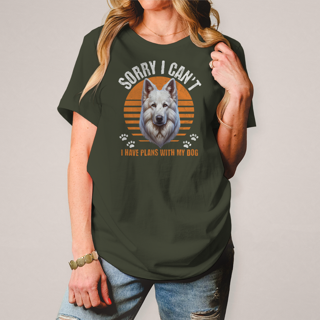 Damen T-Shirt Weißer Schäferhund "Sorry, I can't"