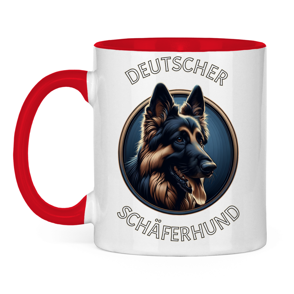 Tasse zweifarbig Deutscher Schäferhund Schriftzug mit Kopf