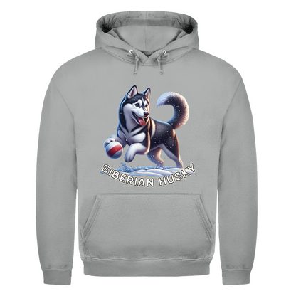 Herren Hoodie Husky spielt im Schnee
