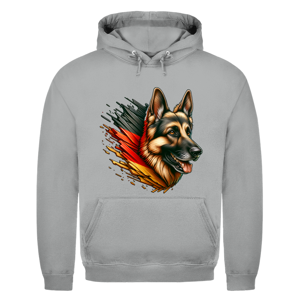 Herren Hoodie Deutscher Schäferhund mit Schwarz-Rot-Gold Flagge