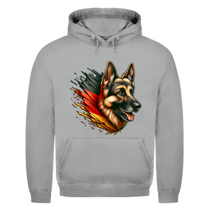 Herren Hoodie Deutscher Schäferhund mit Schwarz-Rot-Gold Flagge