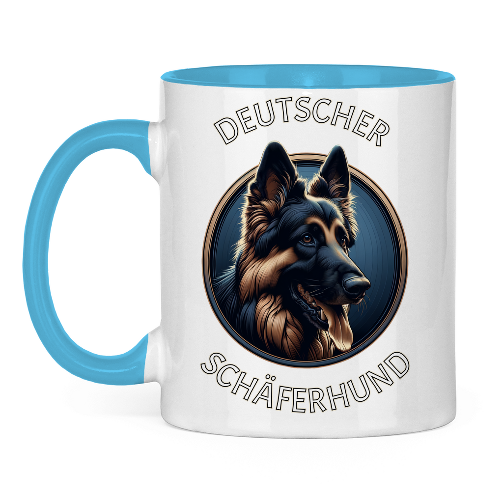 Tasse zweifarbig Deutscher Schäferhund Schriftzug mit Kopf