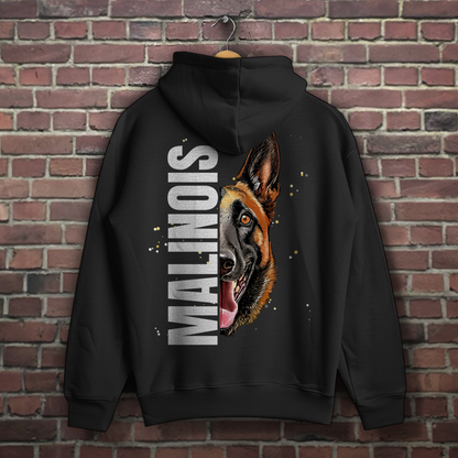 Hoodie Malinois Kopf und Schrift für Herren - Rückendruck