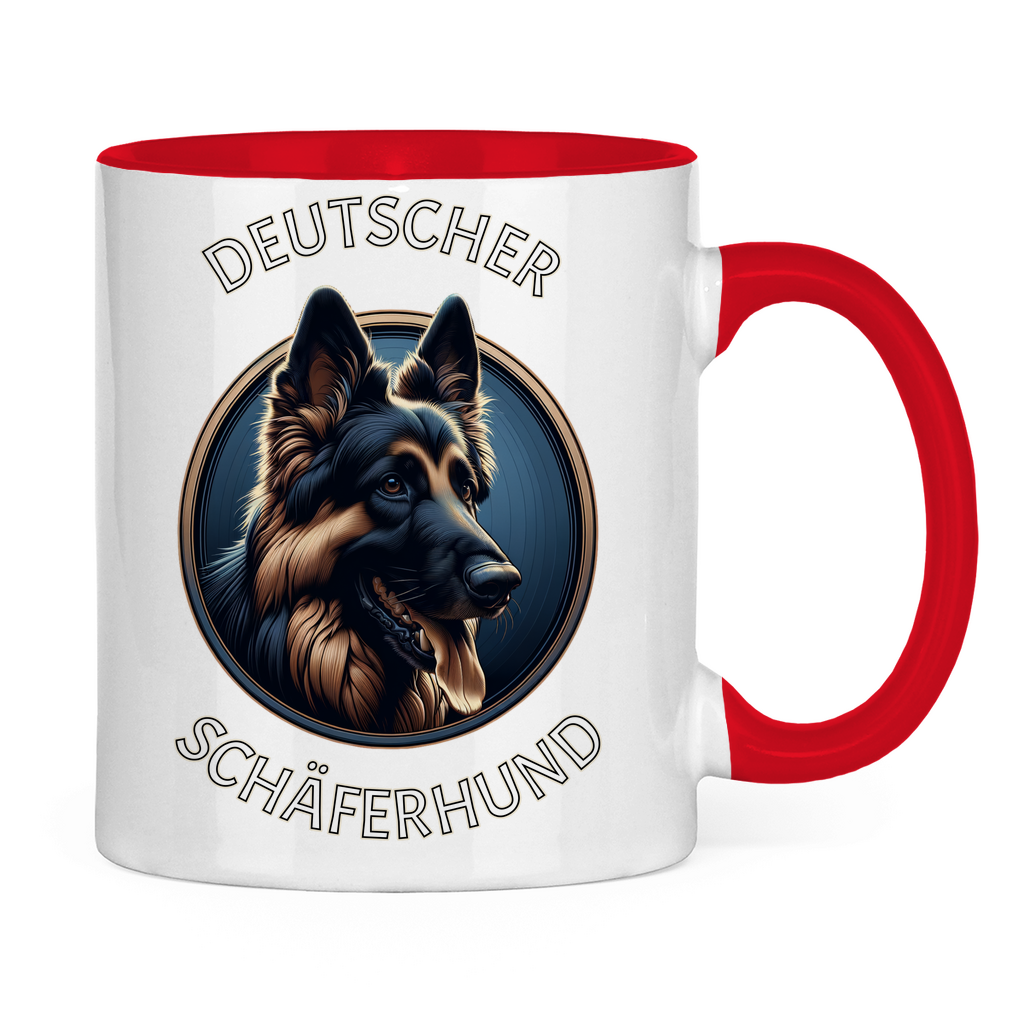 Tasse zweifarbig Deutscher Schäferhund Schriftzug mit Kopf