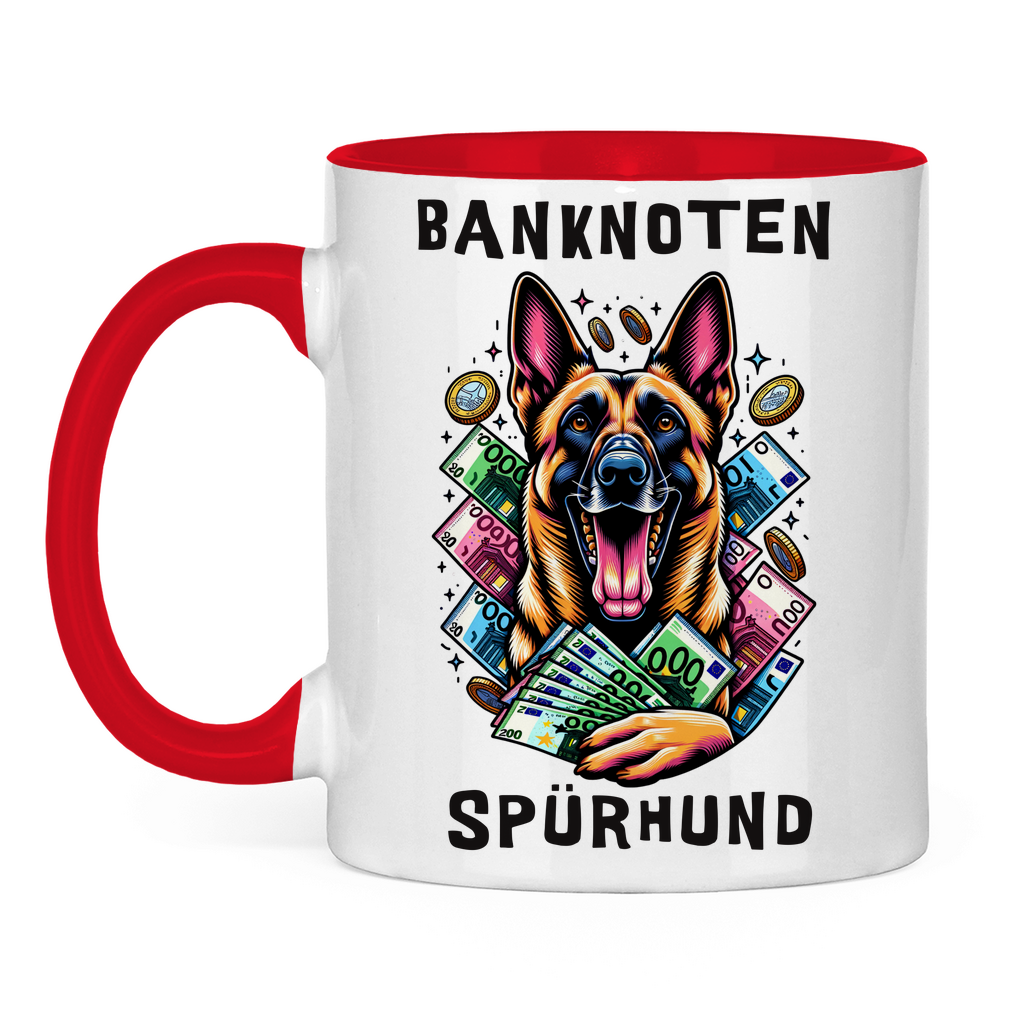 Tasse zweifarbig Malinois Banknotenspürhund