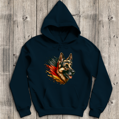 Herren Hoodie Deutscher Schäferhund mit Schwarz-Rot-Gold Flagge