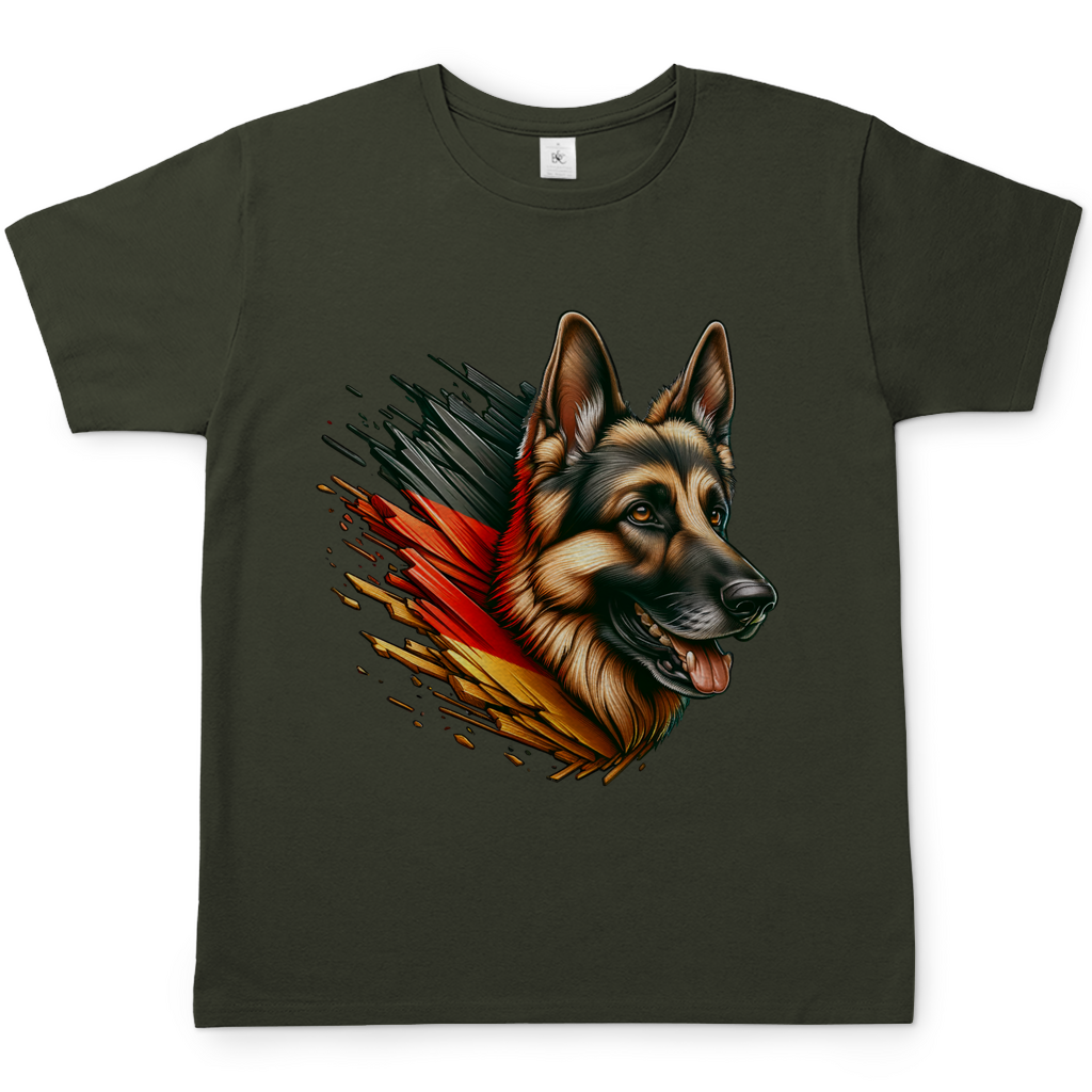 Herren T-Shirt Deutscher Schäferhund mit Deutschland Flagge