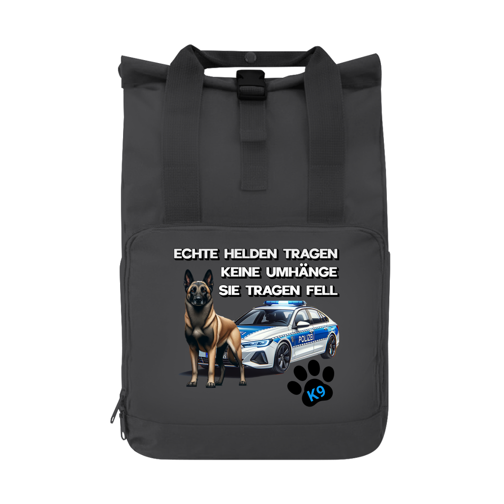 Rucksack Echte Helden tragen Fell, Polizeihund